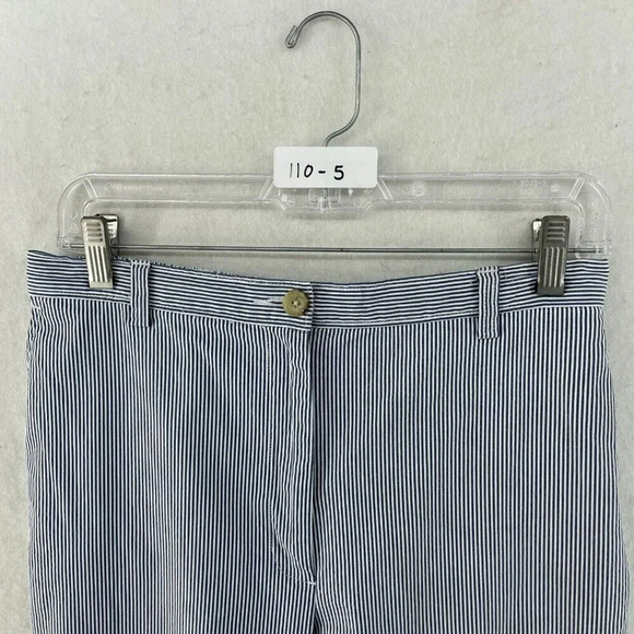 Lands' End Pants Women's Sz 10 Blue White Striped High-Rise Straight Leg Stretch - Picture 11 of 11